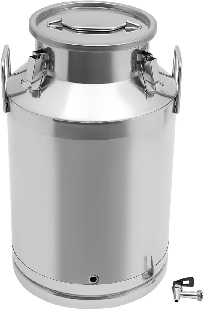 60L Stainless Steel Milk Can Heavy Duty Food Storage &amp Transport Container for Dairy Wine Grains Ideal for Home Farm &amp Commercial Use With a Faucet