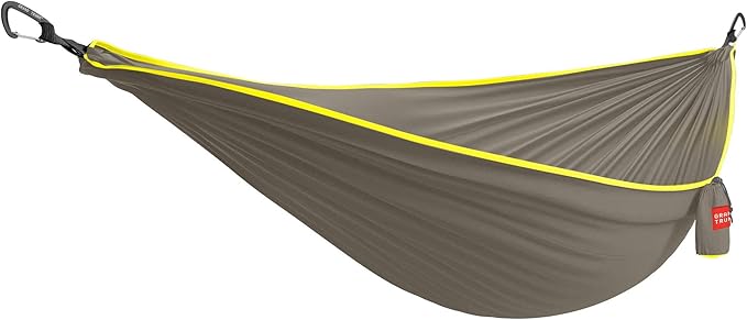 GRAND TRUNK TrunkTech Double Hammock | Ultra-Strong &amp Lightweight | 11 ft Hammock with Ripstop Nylon | 500 lb Capacity | Fast-Drying &amp Weather-Resistant | Warm Gray/Yellow