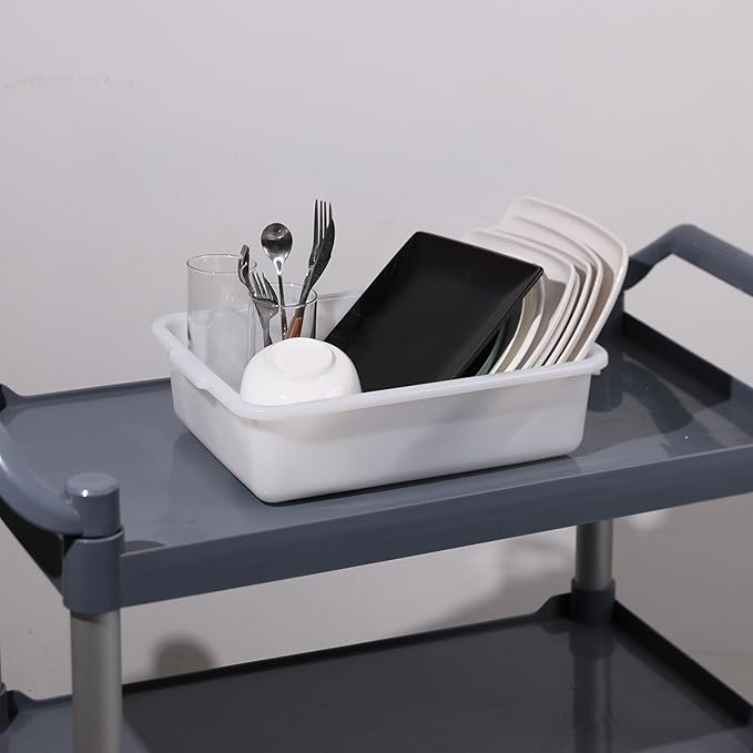 8 Liter Bus Tub Shallow Plastic Tub/Wash Basin 5 Pack White
