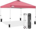 EAGLE PEAK Pop Up Canopy Tent with Wheeled Carry Bag 8 Stakes 4 Ropes 4 Weight Bags Easy Set Up Tent Canopy 10x10 ft 100sqft of Shade Peach Pink