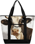Insulated Shopping BagLarge Reusable Cooler Bags Farm Animal Cow Printed Foldable Shopping BagTravel Waterproof Shoulder Bag