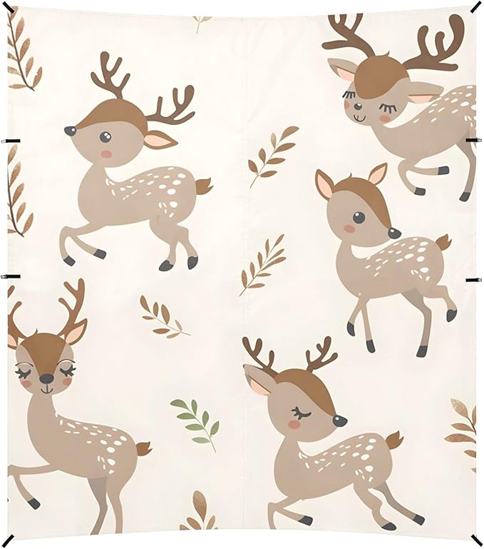 Seamless Pattern with Cartoon Deer Camping Sun Shelter Beach Tent Portable Beach Sun Shade Outdoor Canopy for Camping Trips Fishing Picnic