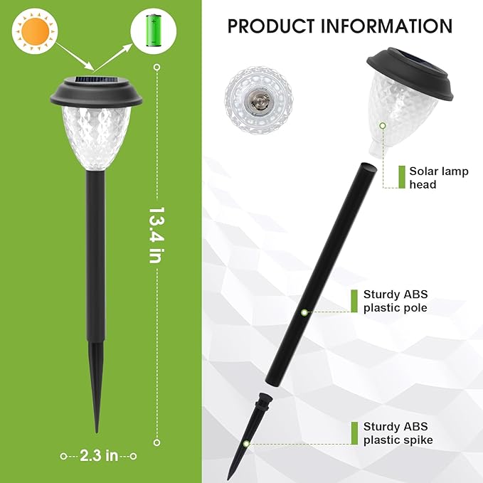 GOODFOEVER Solar Pathway Lights Outdoor 16 Pack Solar Lights Outdoor Waterproof for Outside Garden Decor for Yard Patio Landscape Planter Walkway Driveway