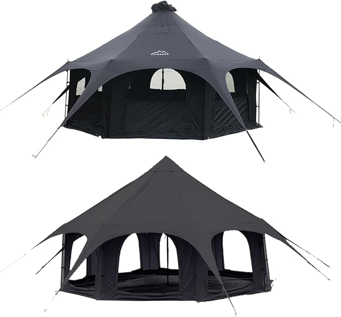 Cotton Canvas Tent Bell - Yurts Breathable and WindproofGlamping for 6/8/10Person Family Camping