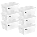 Rubbermaid Commercial Products BRUTE Tote Storage Bin with Lid 14-Gallon White Rugged/Reusable Boxes for Moving/Camping/Garage/Basement Storage Pack of 6