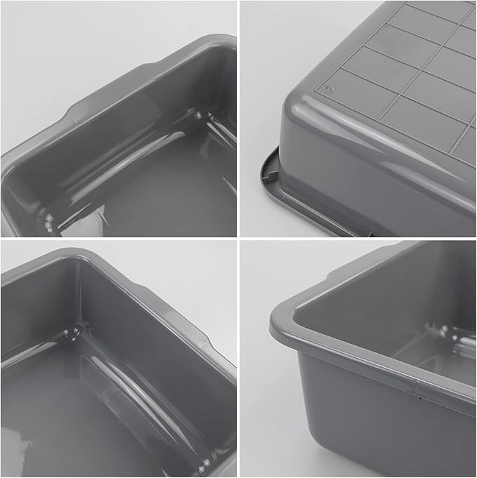 Hespama 4 Pack Commercial Bus Tub Box 32 L Extra Large Dish Pan Grey