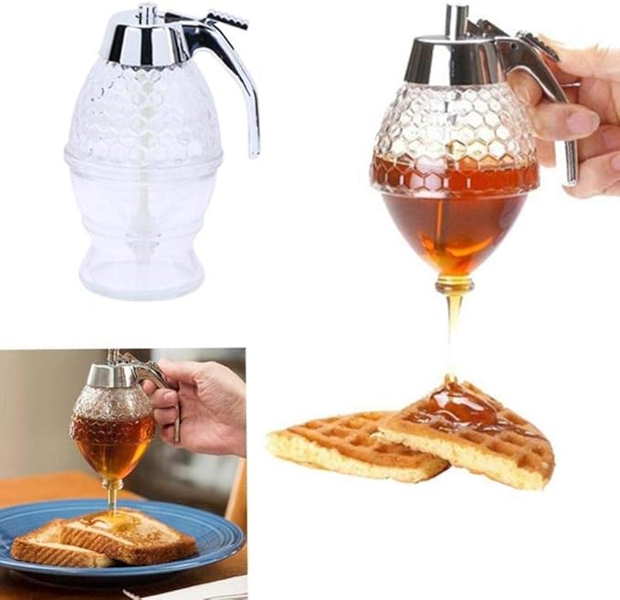 Squeeze Bottle Honey Jar Container Bee Drip Dispenser Kettle Storage Pot Stand Holder Juice Syrup Cup Kitchen Accessories