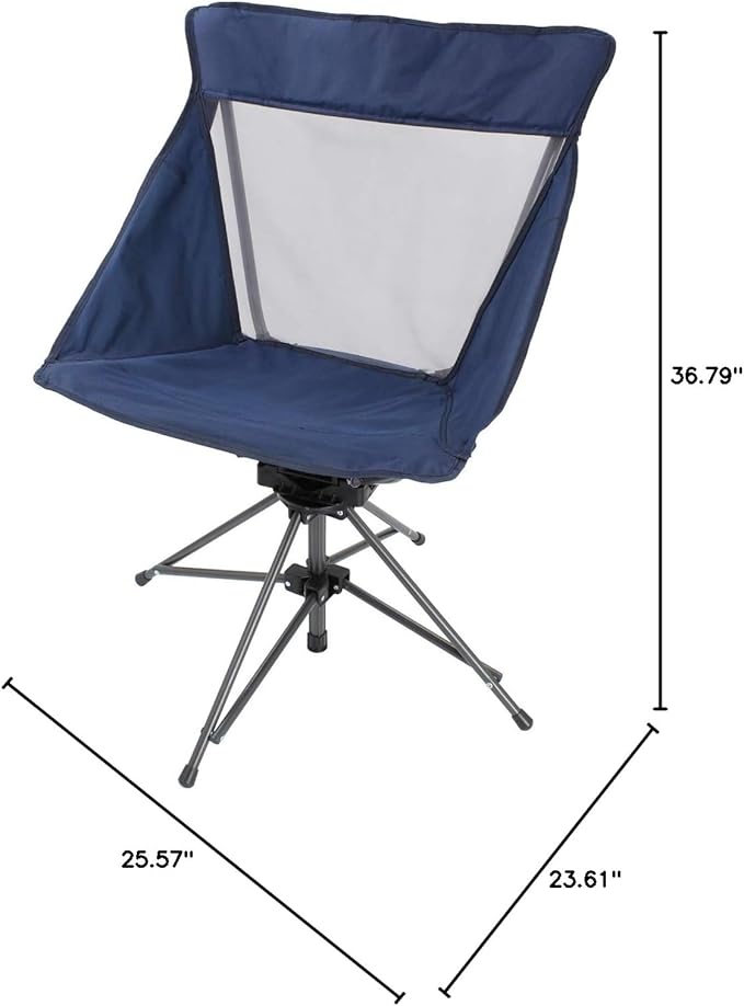 Zenithen Limited Portable Swivel Folding Chair Navy Color - with Mesh Back Cool Seating 225lb Capacity - Perfect for Camping Sporting Events Campfires and Recreation