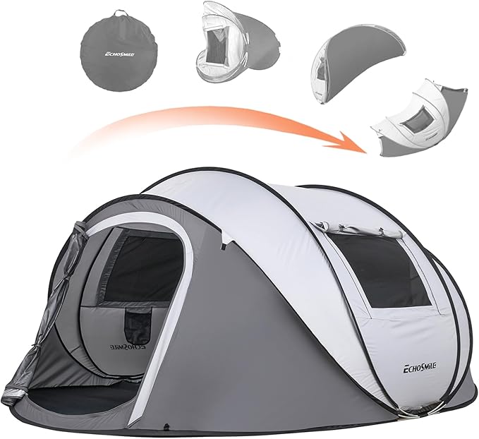 EchoSmile Instant Pop Up Camping Tent 2/4/6 Person Easy Setup Tent Water Resistant Dome Portable with Carry Bag