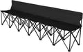 Flexzion Portable Folding Bench Seat 6 Seater Collapsible Soccer Bench Portable Bench Seats for Bleachers Camping Sideline with Back Rest and Carrying Bag Black