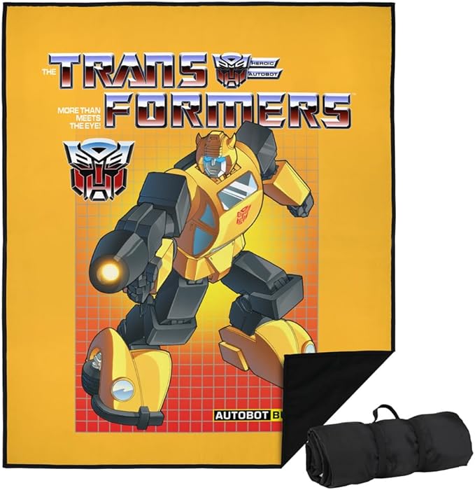 LOGOVISION Transformers Picnic Outdoor Blanket 50x60 Bumblebee Foldable Blanket for Picnic Beach Camping Park Tailgate