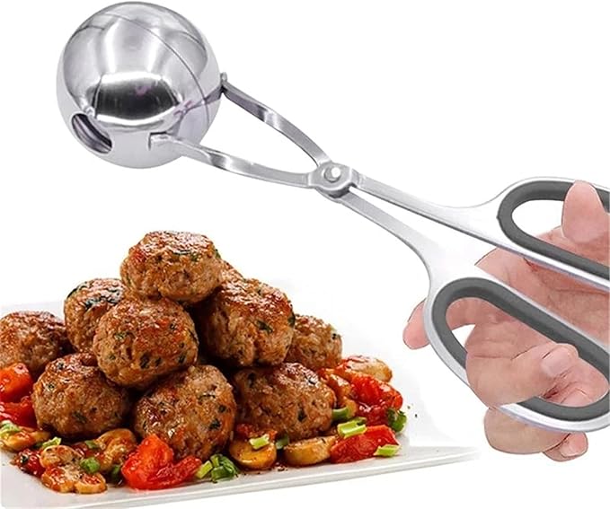 Meatball Maker Scoop 2 PCS Stainless Steel Meat Baller Tongs Meatball Maker Ice Tongs Cookie Dough Scoop Ice Cream Baller Tool