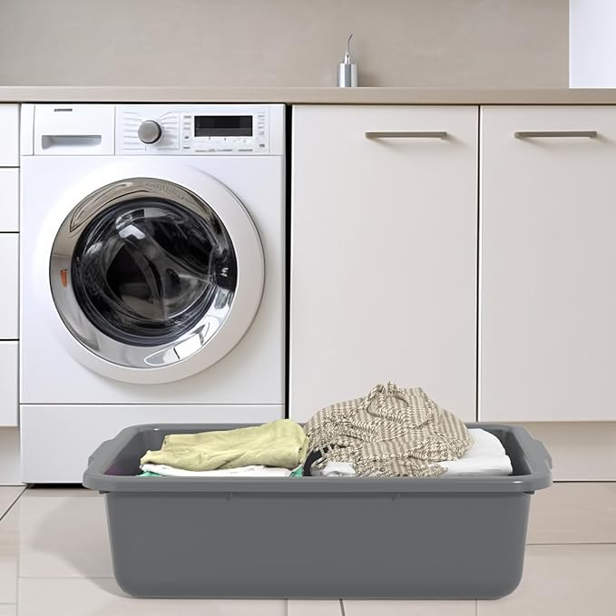 35 Quart Commercial Bus Tubs Plastic Bus Box Dish Pan Basin Gray 4 Packs