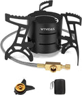 Camping Stove 3000W Portable Backpacking Stove with Piezo Ignition Fuel Canister Adapter Windproof Gas Stove for Camping Hiking Outdoor Cooking