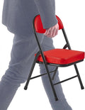 Mini Padded Folding Chairs Garage Stool Portable Camping Chair with Cushion Lightweight Lawn Chair for Outdoor Sports Events Patio Fishing Hiking Hunting Picnic Beach Red
