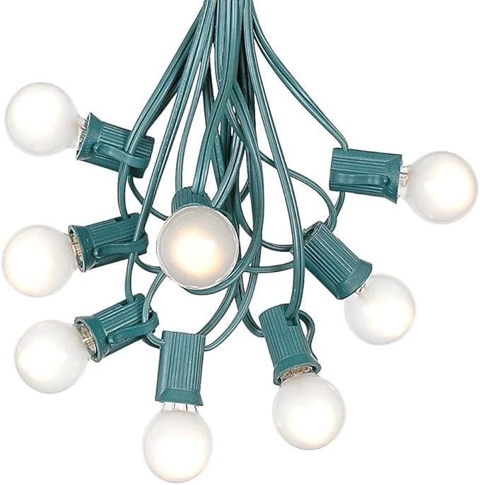 G30 Globe Outdoor String Lights With 25 Frosted White Globe Bulbs By Novelty Lights - Commercial Grade - Outdoor Lights - Bulb String Lights - Globe String Lights - Globe Lights - Patio String Lights