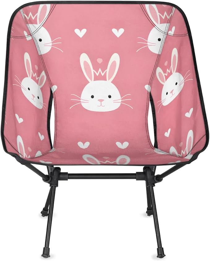 Folding Camping Chair Rabbits Love Heart Camping Chairs Lightweight Portable Chair Outdoor Foldable Chairs for Camping Travel Picnic Beach Hiking