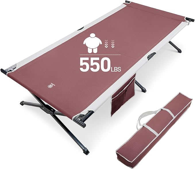 EVER ADVANCED Extra Wide Camping Cot for Adults Oversized XXL Sleeping Cots Folding Cot Bed with Carry Bag 84.3 L x 41.9 W Support to 550 lbs