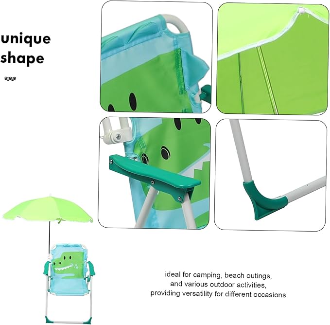 KICHOUSE Camping Chair for Boys and Girls Integrated Umbrella Frame Portable Folding Beach Chair for Outdoor Use
