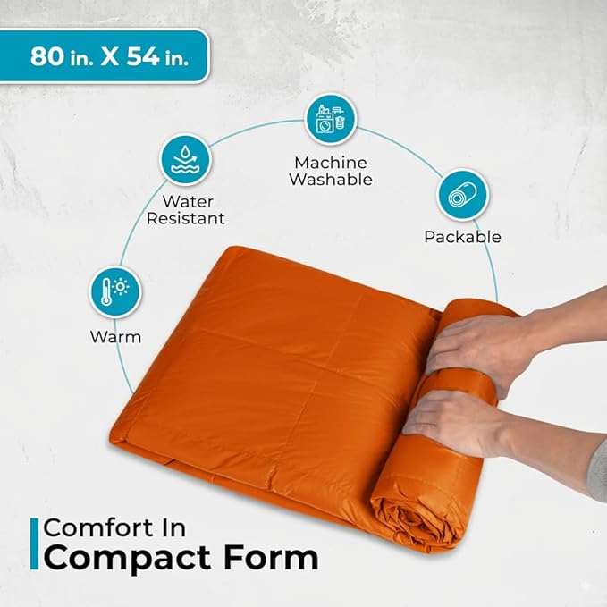 Puffy Blanket for Cold Weather - Down Camping Blanket with Sustainable Insulation Lightweight &amp Warm Outdoor Camping Quilt Water-Resistant Compact &amp Packable
