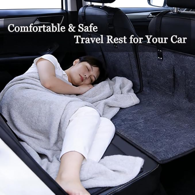 Car Camping Essentials Rear Seat Mattress Extension Plate Car Back Seat ExtenderPortable Mattress for Sleeping Increase Travel Trunk Space Bed Space for Most Cars SUV Model Y/3 (Black)