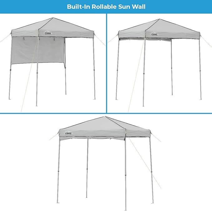 Core Instant Straight Leg Canopy Tent with Adjustable Sun Wall 6 ft x 4 ft  Gray