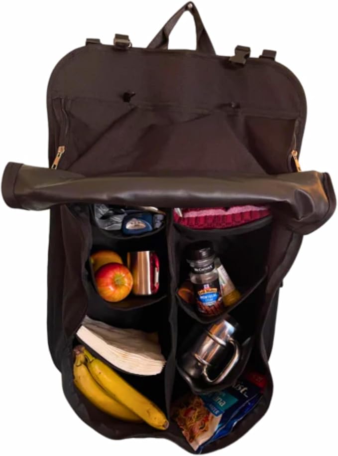 Tire Table Camp Organizer Hanging Storage Bag | Has 8 Pockets and Hangs Up | WaterProof Coating | Folds in Half for Compact Storage | Holds All Campsite Basics