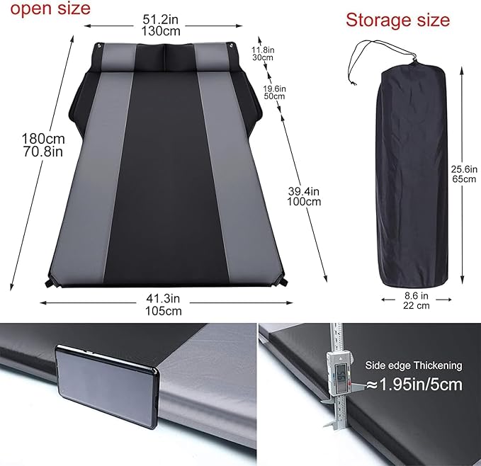 Car Air Mattress for Cadillac SRX(5seats) 2. Generation 2010-2016 Co-Pilot/no/air-OutletTextile Fabric Comfortable Foldable Trunk Sleeping Multifunctional Thickened Portable Bed Travel Camping
