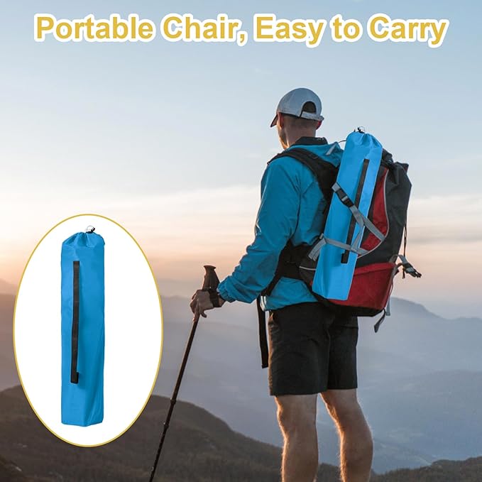 Portable Folding Camping Chair with Cup Holder and Cooler Bag Lightweight Outdoor Chair with Strong Steel Frame Easy Storage with Carry Bag Supports 300LBS Blue