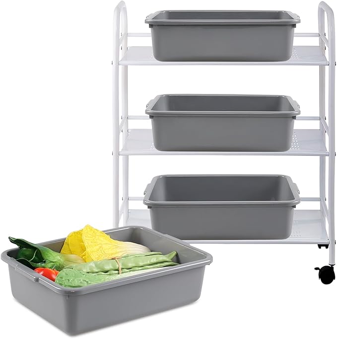 Cand 4 Pack Food Service Bus Tubs 8 L Restaurant Bussing Tub Commercial Bus Tub Grey