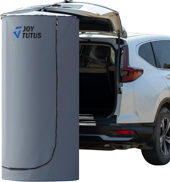 JOYTUTUS Pop-Up Shower Tent for Car Easy Set-up SUV Tailgate Changing Tent with Suction Cups and Buckles for Beach Outdoor Camping Toilet Portable Privacy Dressing Room with Moisture Barrier &amp