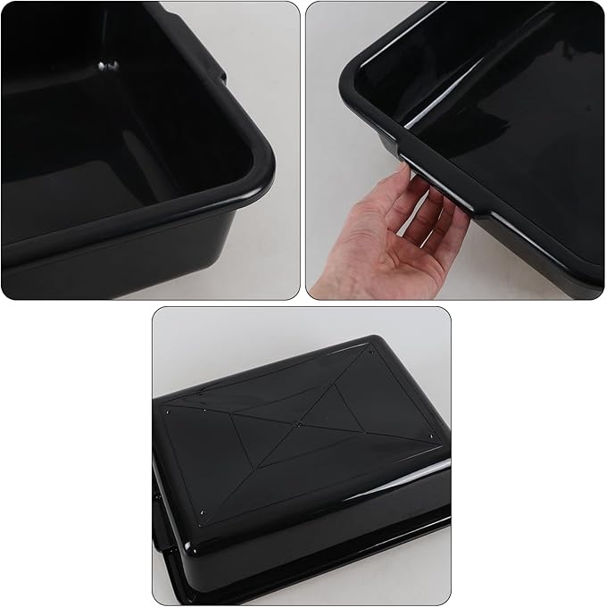 12-pack 13 Liters Plastic Bus Tubs Commercial Bus Tray Box Wash Basin Tub Black Dish Washing Pans