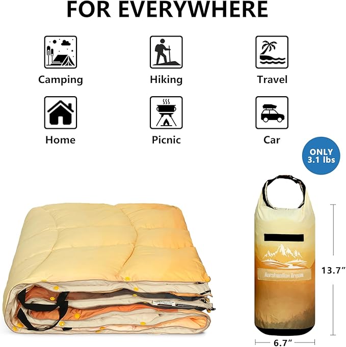 Camping Blanket Puffy Blankets Lightweight Windproof Resistant for OutdoorsHiking BackpackingCarPicnicStadium