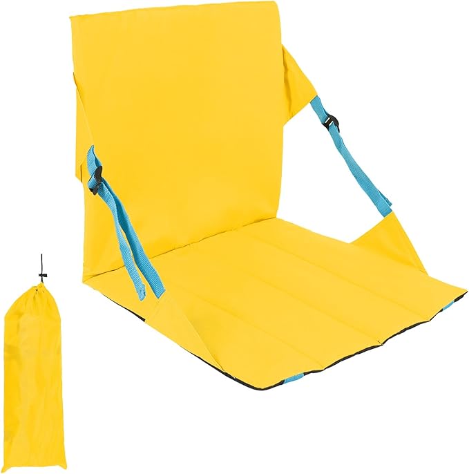Portable Folding Stadium Seat with Adjustable Backrest 2-Person Comfort Ultralight for Bleacher Sports Outdoor Concerts Camping Picnics Beach Yellow