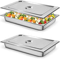 Hotel Pan 1/1 Size - 16.6 Qt Stainless Steel Steam Pan With Lid - 2.5 Deep - Silver - 2 Pack