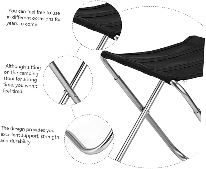 Sturdy Camping Stool Rod Holder Aluminum Alloy Fishing Chair for Outdoor Activities