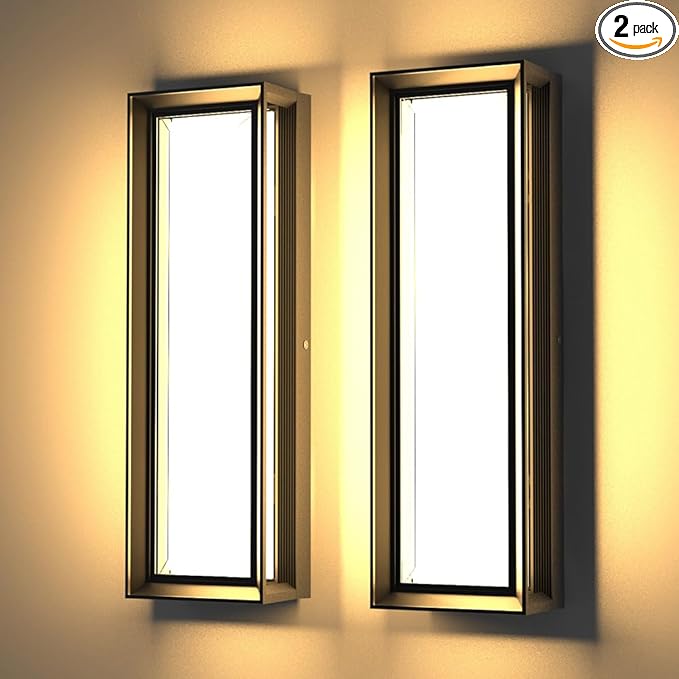 Sytmhoe 2Packs LED Outdoor Wall Lights16inch Square 3000K 10%-100% Dimmable Exterior Wall Light Aluminum&ampPC Body Waterproof IP65 led Porch Light for House Patio Garage Garden(2Packs)