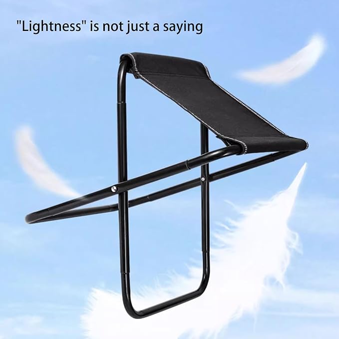 Portable Folding Stool Lightweight Aluminum Alloy Frame with Oxford Cloth Seat Compact Travel Camping Stool with Storage Bag for Outdoor Hiking Fishing Picnic Black