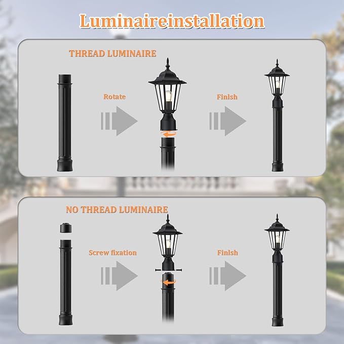 76 Vintage Cast Aluminum Lamp Post with Crossbars Matte Black Weather Resistant Coating - Outdoor Lighting Pole for Porch Yard Garden Pathway