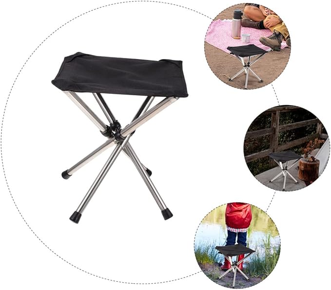 Happyyami Ultralight Portable Camping Chair Telescopic Folding Stool for Outdoor Activities