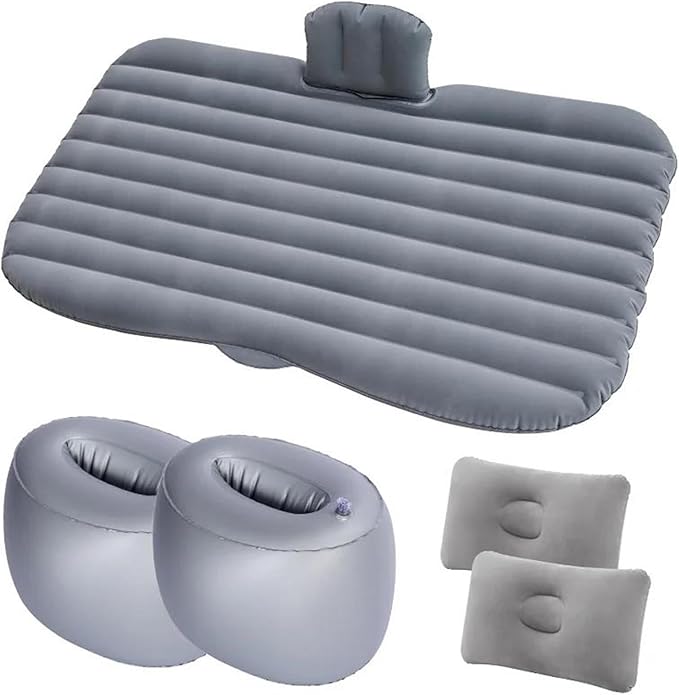 Inflatable Car Mattress SUV Back Seat Inflatable Bed Outdoor Camping Inflatable Mat Thick Flocked PVC Material 72 Hours Leak-Proof Test (Six)