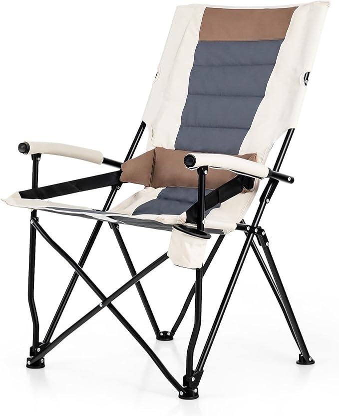 HAPPYGRILL Folding Camping Chair with Carrying Bag Portable Lawn Chair with Cup Holder 330 LBS Outdoor Chair for Outside Fishing Travel Swimming Picnic