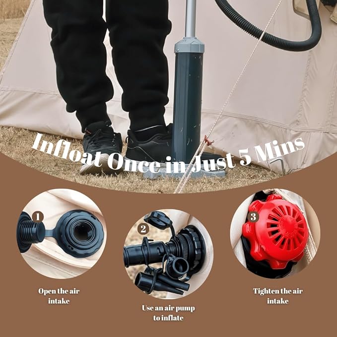 4-6 Person Inflatable Tent with PumpGlamping Tents for 4-6 Person Easy Setup 4 Season Waterproof Outdoor TentWaterproof Luxury with 2 Mesh Window.