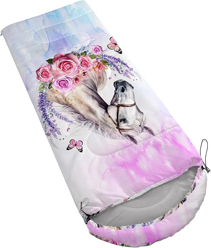 HOSIMA Dear Hunting Pattern Cold Weather Sleeping Bags for Kids AdultsBlack Light Weight Waterproof Sleeping Bags for Outdoors Hiking.