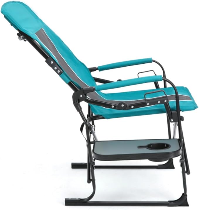 Heavy Duty Oversized Camping Director Chair with Side Table Built-in Cup Holder Folding Steel Frame for Outdoor Activities Beach Garden Tailgating Camping Lawn and Picnic (Blue)