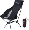 Wildhiker Portable Compact Folding Camping Chairs – Lightweight High Back with Pillow Deep Recline ArmPads Side Pockets-for Motorcycle RV Backpacking Travel Festival – Black