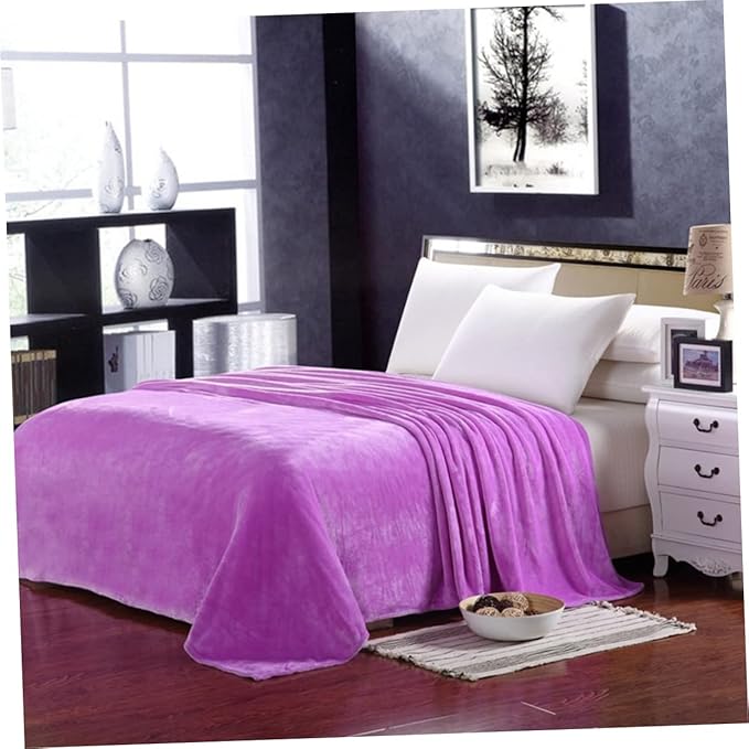 Solid Color Flannel Fleece Blanket Cozy Purple Bed Blanket for All Seasons Lightweight and Warm for Couch Camping and Home