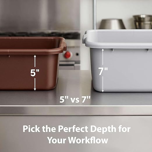 3-Pack 20 x 15 x 7 Commercial Bus Tub/Bus Box - 9 Gallons without Lid - Stackable Dish Storage Boxes for Home Kitchen Pantry or Garage Organization – Heavy-Duty and Freezer-Safe - Gray