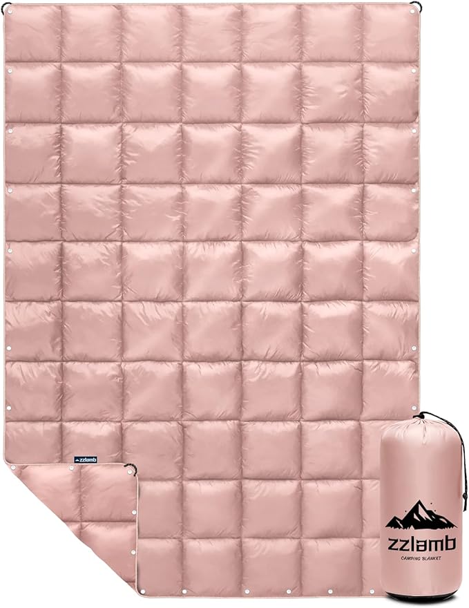 zzlamb Camping Blanket for Cold WeatherOutdoor Puffy Blanket Portable Down AlternativeWindproof Warm Cloak with SnapsCozy Quilt Backpacking Picnic RV Travel Plane Car Hammock Beach Climbing