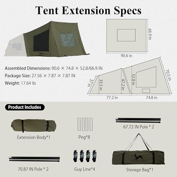 TOMOUNT Inflatable Canvas Tent with PumpEasy Setup Blow Up Tent for Camping